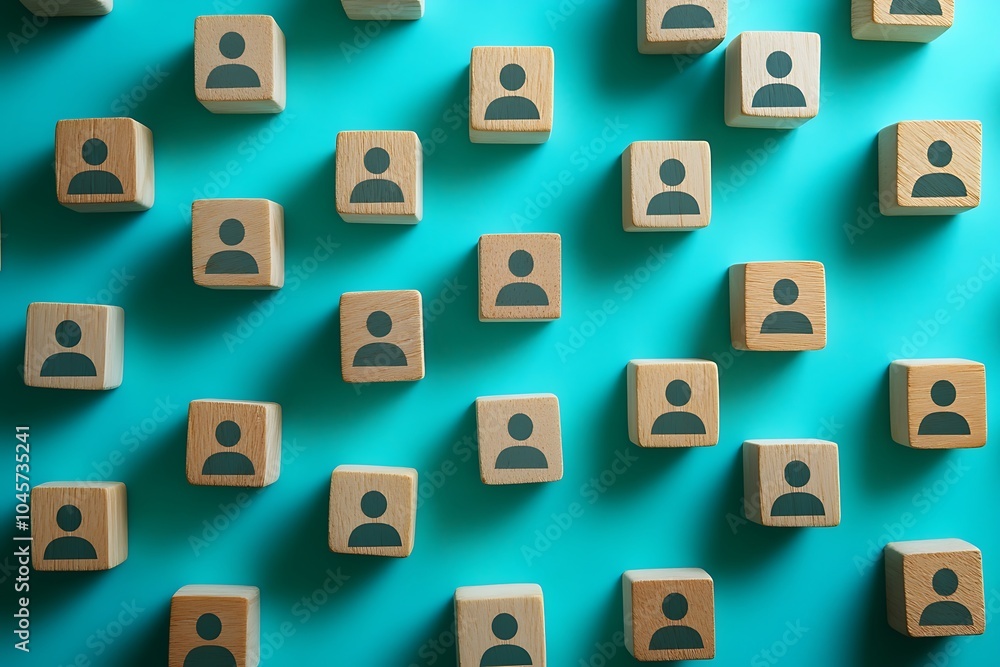 Equal Opportunity Wooden Blocks with People Symbols in Rows Equal Opportunity Wooden Blocks with People Symbols in Rows