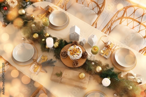 Christmas table setting wit...