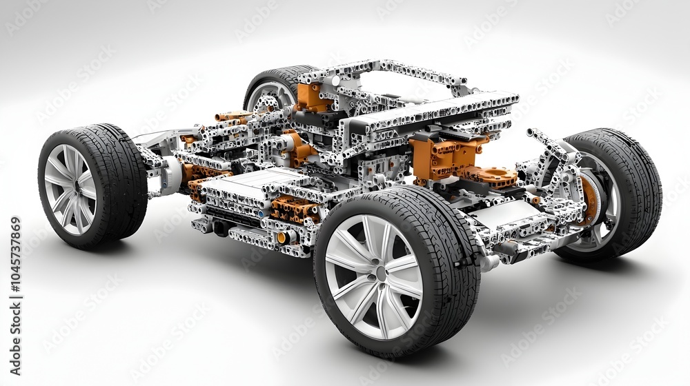 Detailed technical diagram showcasing the layered protective structure and design of an exploded electric vehicle battery Detailed technical diagram showcasing the layered protective structure and design of an exploded electric vehicle battery