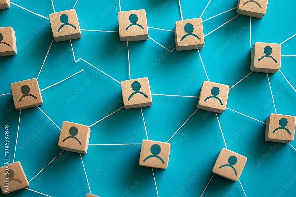 Interconnected Wooden Blocks Representing Social Network Interconnected Wooden Blocks Representing Social Network