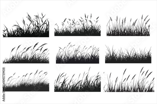 Natural Grass Silhouette Vector Graphic