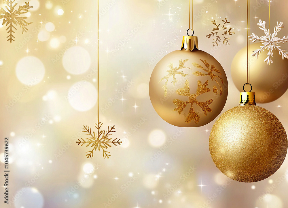 Golden balls and light rays on golden background for Merry Christmas celebration Golden balls and light rays on golden background for Merry Christmas celebration