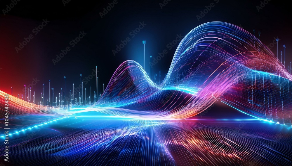 Abstract Digital Landscape: A mesmerizing abstract digital landscape, awash in vibrant hues of blue, red, and pink. The image evokes a sense of energy, innovation. Abstract Digital Landscape: A mesmerizing abstract digital landscape, awash in vibrant hues of blue, red, and pink. The image evokes a sense of energy, innovation.