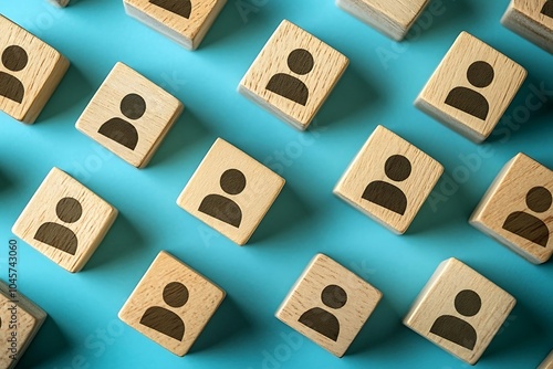 Stacked Wooden Blocks with Person Symbols Network Structure Representation