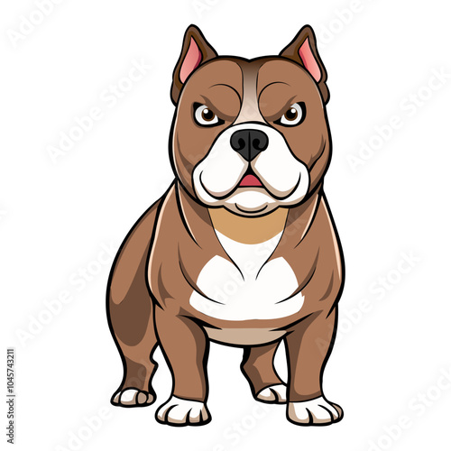 American Bully dog vector illustration isolated on white background in cartoon style.