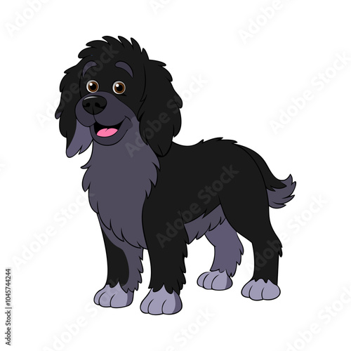 Blue Picardy Spaniel dog breed vector illustration isolated on white background in cartoon style.