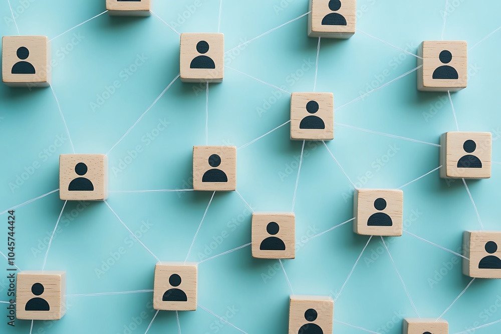 Wooden Blocks Network - Human Connection Concept Wooden Blocks Network - Human Connection Concept
