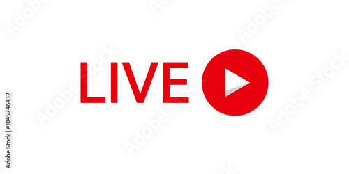 Online live stream logo. Red video broadcast icon.