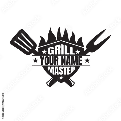grill master your name logo inspirational positive quotes, motivational, typography, lettering design
