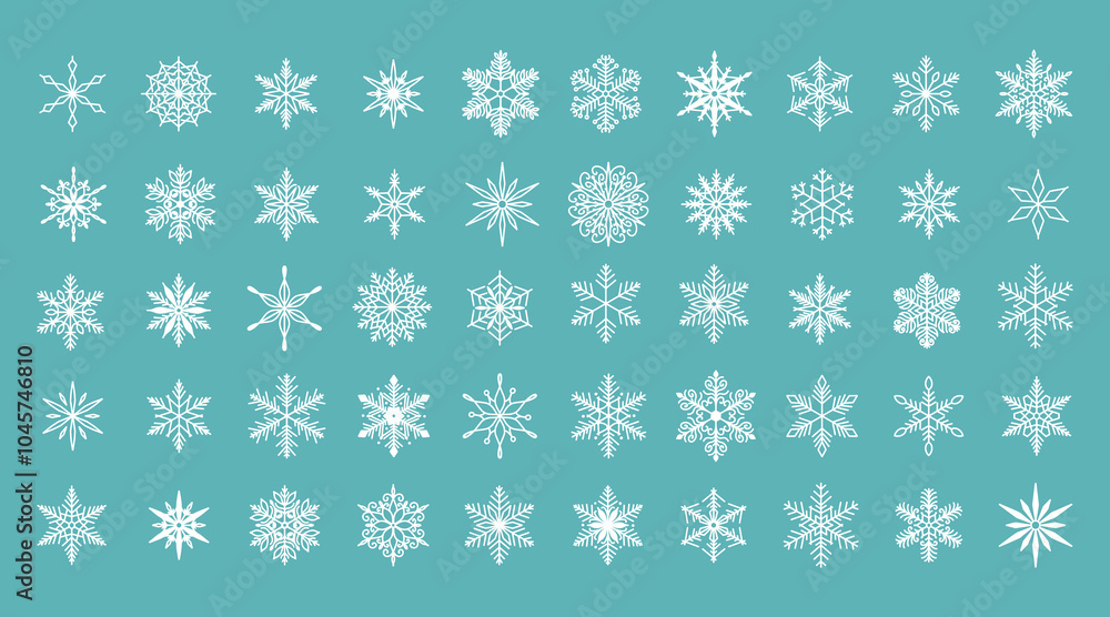 Unique snowflakes set, detailed hand drawn flat vector line illustration. Graphic outline drawing. Christmas and New Year symbol. Beautiful snowflake silhouette icon for frosty winter designs. Unique snowflakes set, detailed hand drawn flat vector line illustration. Graphic outline drawing. Christmas and New Year symbol. Beautiful snowflake silhouette icon for frosty winter designs.