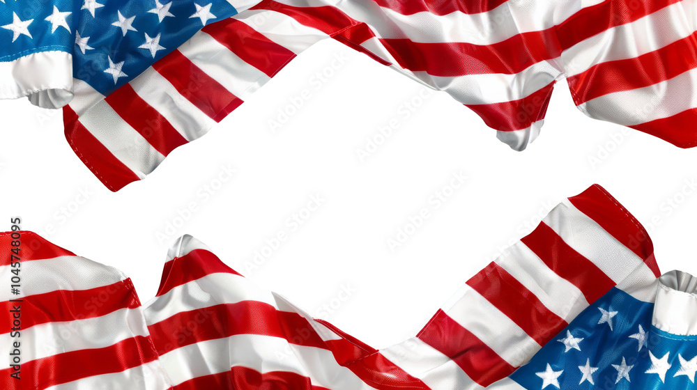 Fototapeta premium PNG Isolated American flags top view.