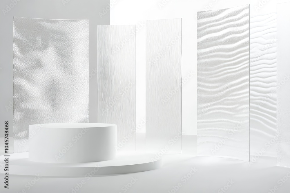 White Podium with Elegant Translucent Panels for Modern Display Design White Podium with Elegant Translucent Panels for Modern Display Design