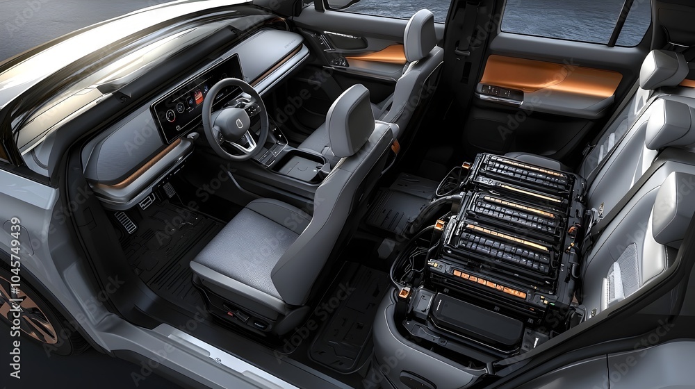 rendering of the interior of an advanced electric vehicle rendering of the interior of an advanced electric vehicle