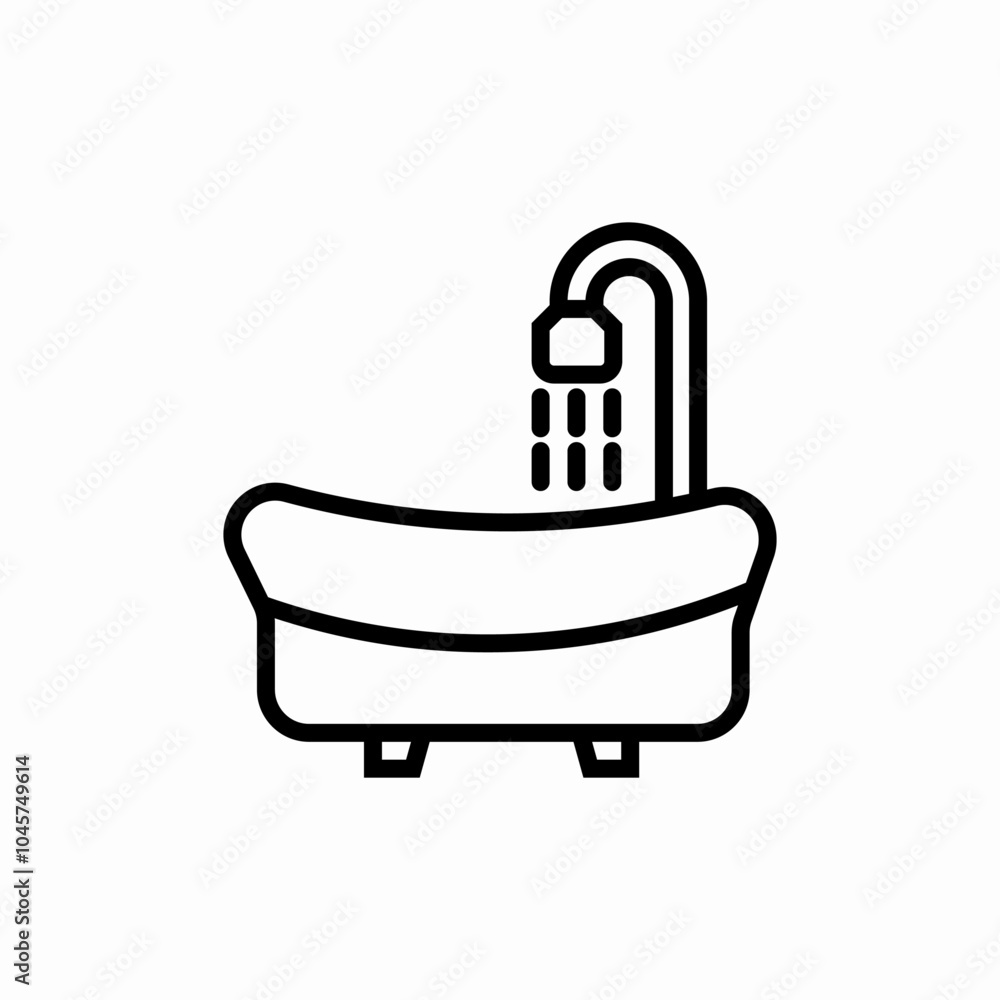 bathub shower icon sign vector bathub shower icon sign vector
