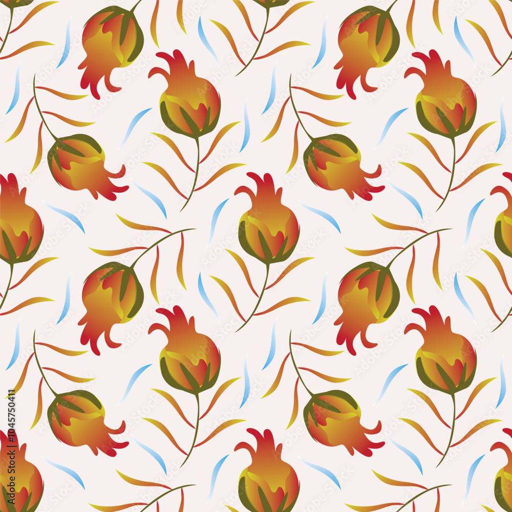 Obraz premium Beautiful floral design featuring intricate blossoms and leaves in soft pastel shades. Ideal for fabric, wallpaper, and digital projects. High-resolution, seamless, and versatile