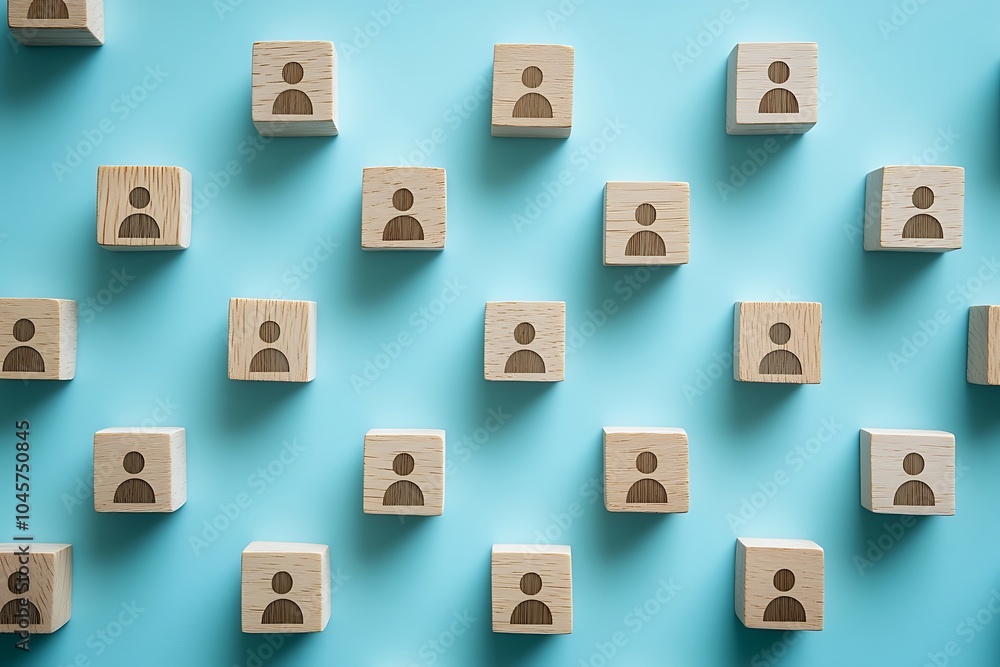 Wooden Blocks with Person Icons Collaboration and Team Concept. Wooden Blocks with Person Icons Collaboration and Team Concept.