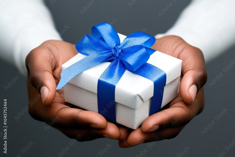 Hyper-realistic image of a person being handed a small thank-you gift, capturing the emotion and appreciation in the moment Hyper-realistic image of a person being handed a small thank-you gift, capturing the emotion and appreciation in the moment