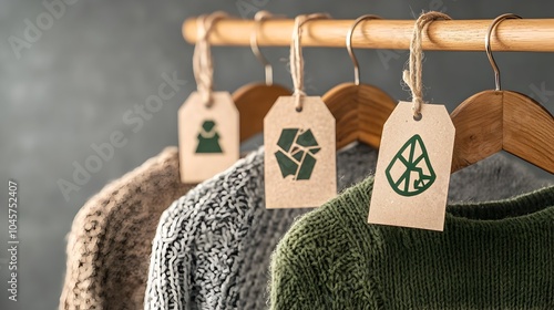 Sleek and modern clothing racks displaying sustainable and eco friendly fashion labels highlighting the growing demand for environmentally conscious apparel choices in the retail industry