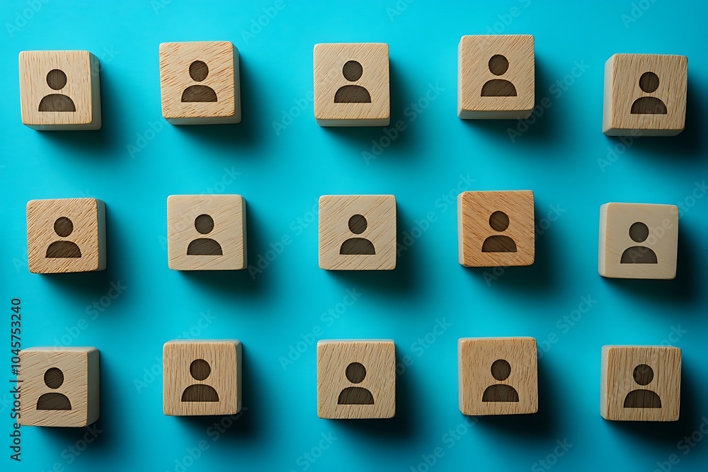 Wooden Blocks with Person Symbols - Pattern of Unity and Connection Wooden Blocks with Person Symbols - Pattern of Unity and Connection