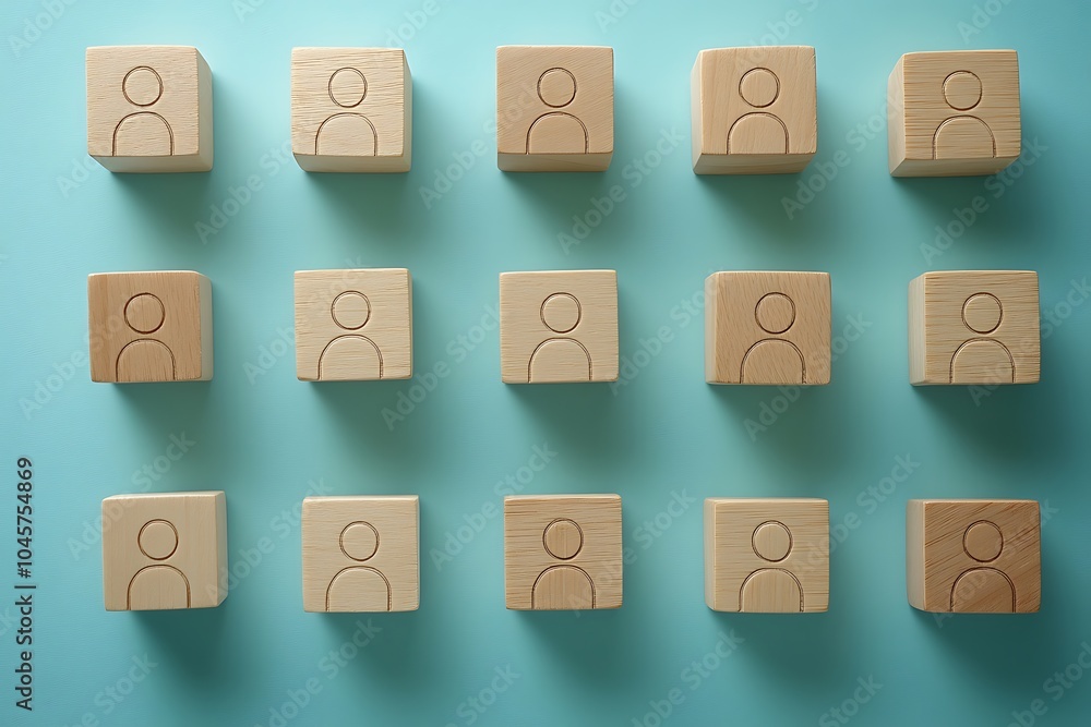 Wooden Cubes with People Symbols - Social Connection & Unity Wooden Cubes with People Symbols - Social Connection & Unity
