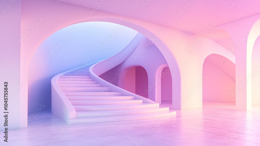 Obraz premium Pastel Minimalist Staircase Interior