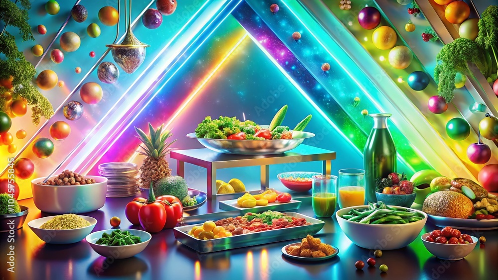 Fototapeta premium Holographic 3D Render Letter Z in Delicious Gourmet Food Scene for Culinary Art