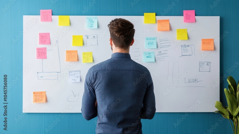 Business Brainstorming Session with Sticky Notes Business Brainstorming Session with Sticky Notes