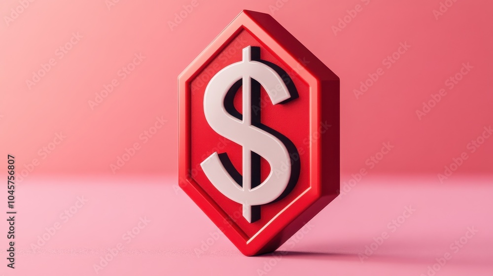 Red Dollar Symbol in Modern Style Illustration Red Dollar Symbol in Modern Style Illustration