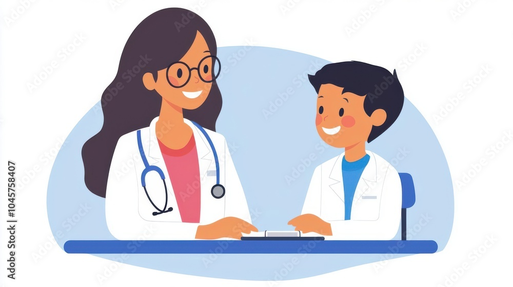 Health checkup in a pediatric clinic, child and doctor interaction Health checkup in a pediatric clinic, child and doctor interaction