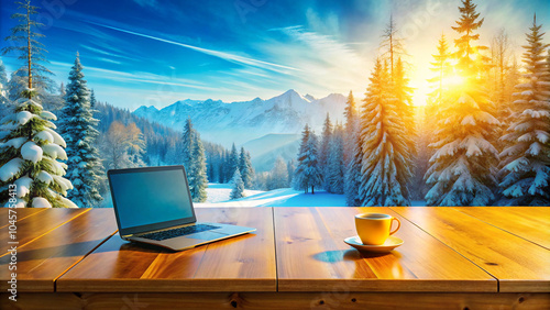 laptop on the beach at sunset