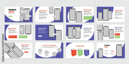 mobile app presentation slide design template. app presentation template