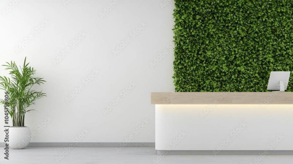 Fototapeta premium Modern clinic with ecofriendly design, incorporating natural light and greenery