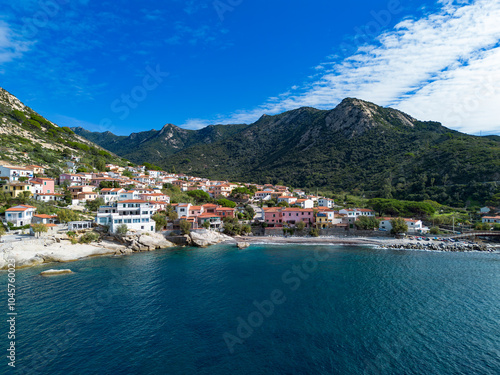 View of pomonte village on Elba Island