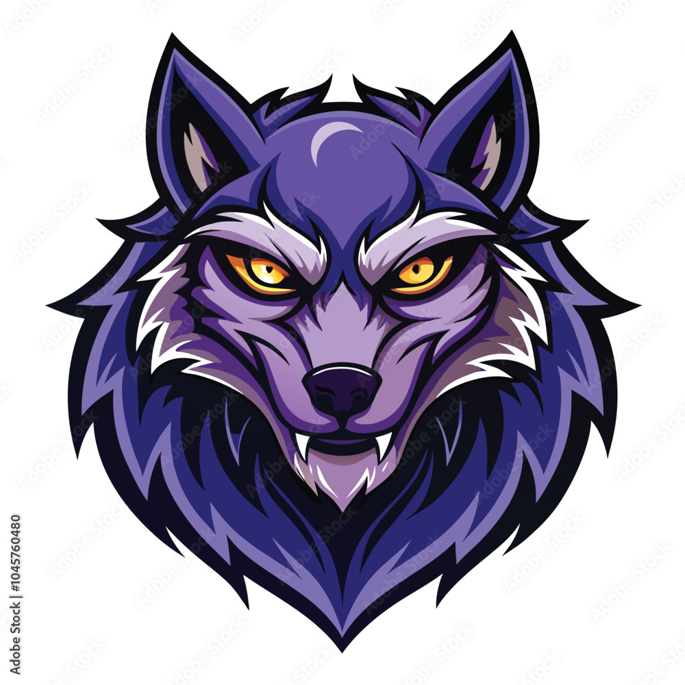 Obraz premium Purple Wolf Mascot Design With Sharp Teeth