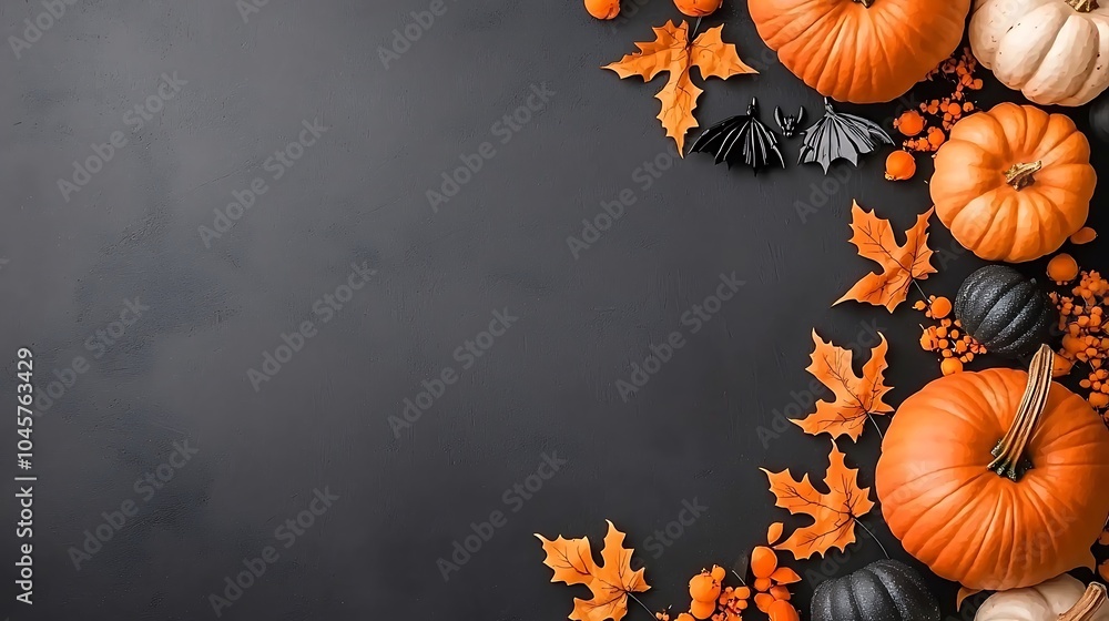 Festive Halloween Banner with Pumpkins and Bats Festive Halloween Banner with Pumpkins and Bats