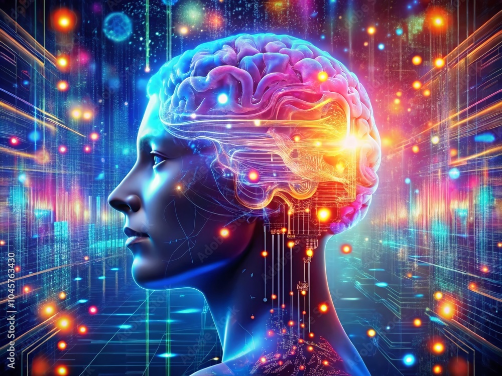 Intelligent AI Learning System - Cybernetic Brain Concept with Data Algorithms and Double Exposure Photography Intelligent AI Learning System - Cybernetic Brain Concept with Data Algorithms and Double Exposure Photography