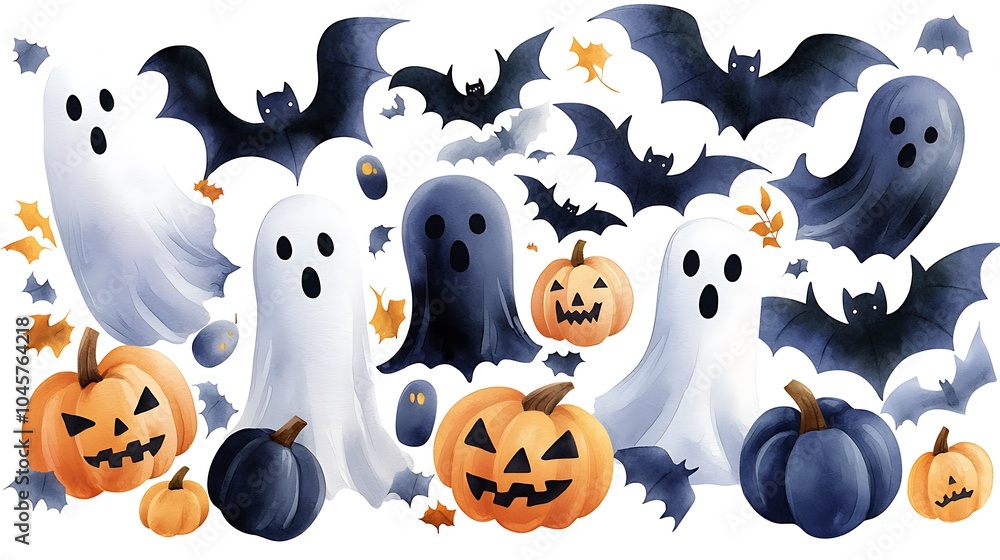 Hand-Drawn Watercolor Halloween Elements Collection Hand-Drawn Watercolor Halloween Elements Collection