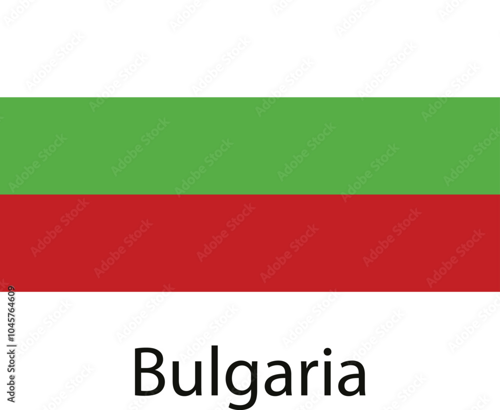 The flag of Bulgaria consists of three horizontal stripes of white, green, and red The flag of Bulgaria consists of three horizontal stripes of white, green, and red