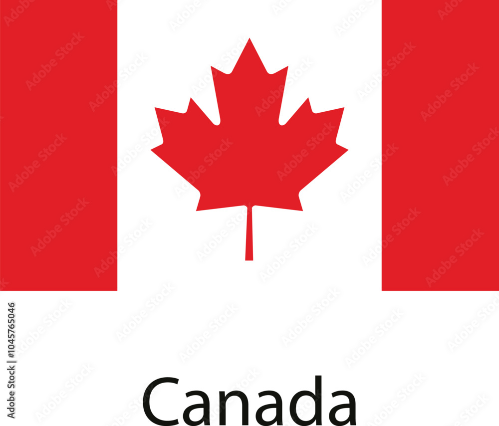 The Canadian flag features a red maple leaf on a white background, surrounded by red vertical stripes. The Canadian flag features a red maple leaf on a white background, surrounded by red vertical stripes.