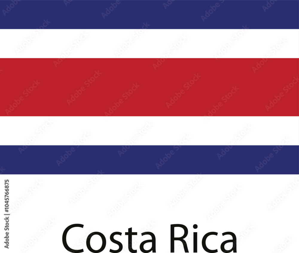 The national flag of Costa Rica, featuring three horizontal stripes of blue, white, and red, with the red stripe being wider than the others The national flag of Costa Rica, featuring three horizontal stripes of blue, white, and red, with the red stripe being wider than the others