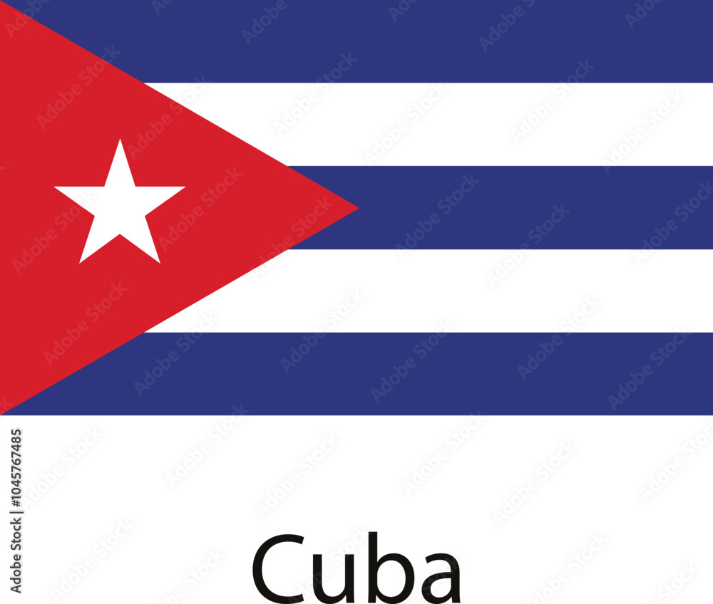 The flag of Cuba is a rectangular flag with five horizontal stripes, alternating in color. It also has a red triangle in the hoist, containing a white star, symbolizing freedom. The flag of Cuba is a rectangular flag with five horizontal stripes, alternating in color. It also has a red triangle in the hoist, containing a white star, symbolizing freedom.