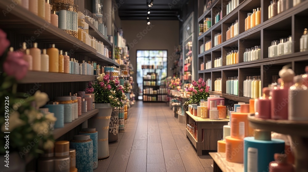 An inviting aisle in a home goods store, featuring a variety of scented candles, decorative items, and home fragrances arranged attractively. An inviting aisle in a home goods store, featuring a variety of scented candles, decorative items, and home fragrances arranged attractively.