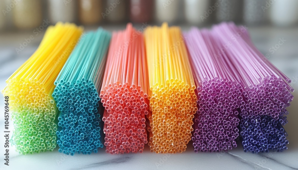 Colorful fiber optic cables stacked in vibrant lengths and hues Colorful fiber optic cables stacked in vibrant lengths and hues