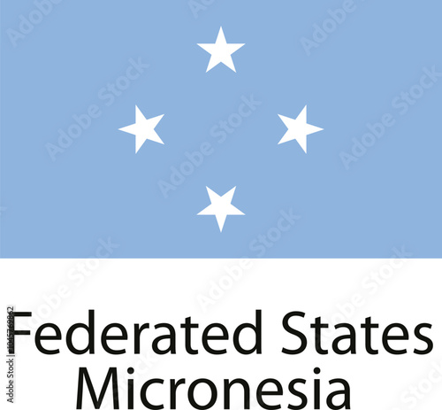 The flag of Federated States of Micronesia is a blue field with four white five-pointed stars arranged in a diamond pattern.