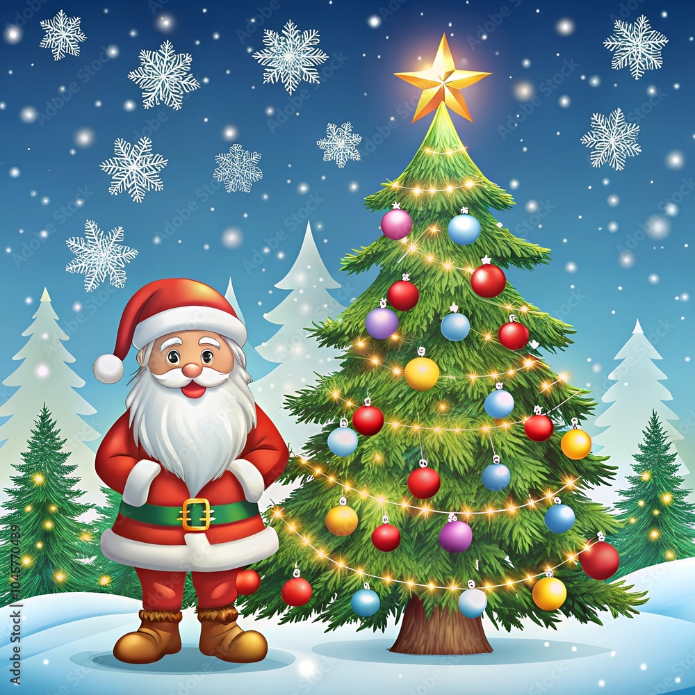 santa claus and christmas tree santa claus and christmas tree