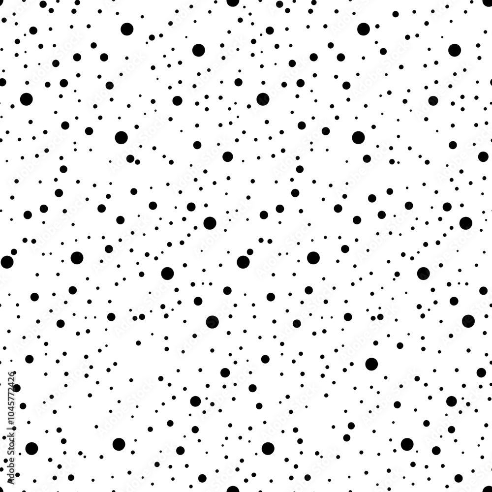Seamless polka dot pattern with scattered black dots on a white background Seamless polka dot pattern with scattered black dots on a white background