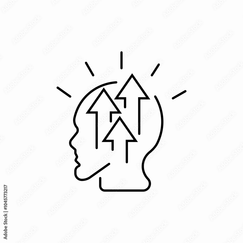 brain storming growth line on head icon sign vector brain storming growth line on head icon sign vector
