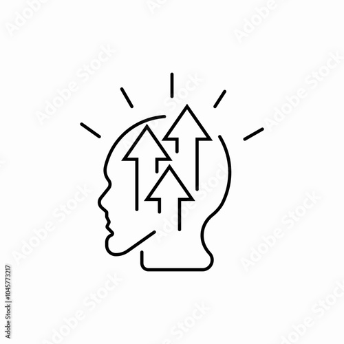 brain storming growth line on head icon sign vector