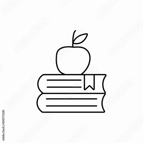 book and apple icon sign vector