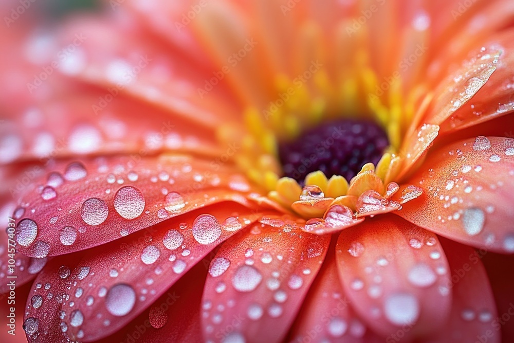 A close-up of a vibrant orange flower adorned with water droplets. A close-up of a vibrant orange flower adorned with water droplets.
